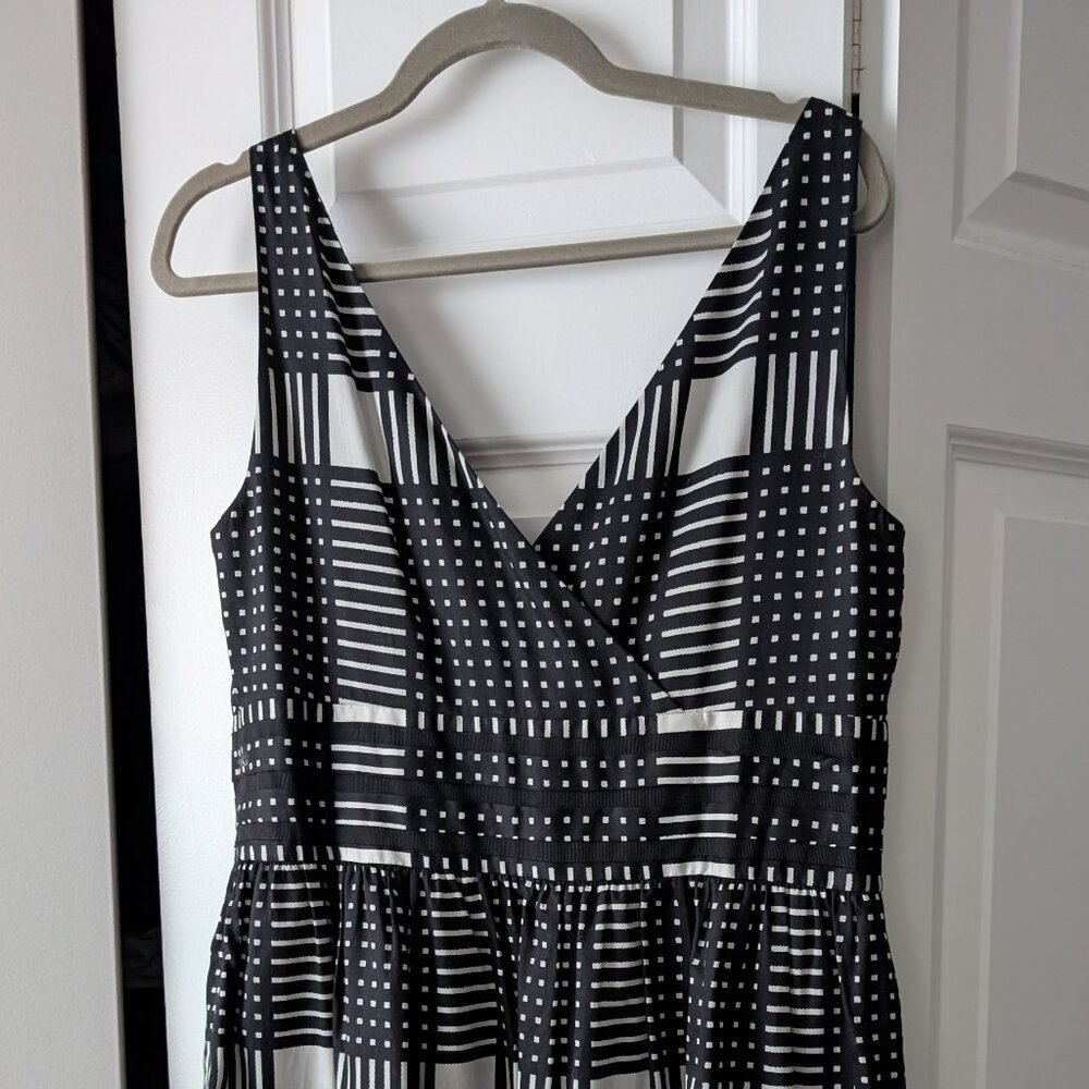 Black and White Plaid Ann Taylor A-Line Dress Size 14